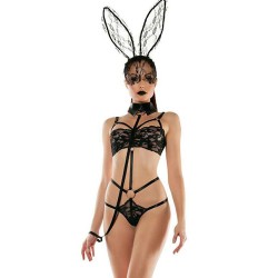 bunny girls cosplay transparent lace teddy