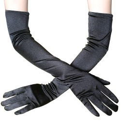 elegant ladies satin lengthened gloves